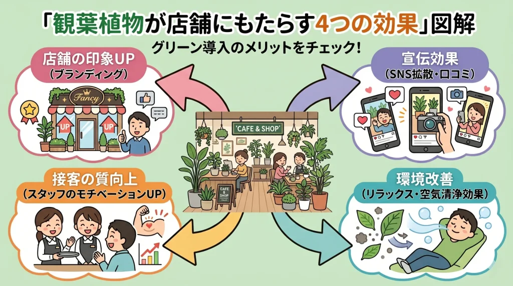 観葉植物が店舗にもたらす4つの効果